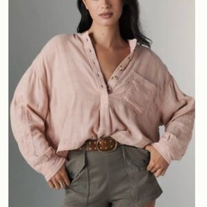 Pilcro Long Sleeve Button Down Swing Top